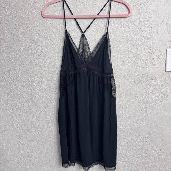 Victoria’s Secret Satin Racerback Mini Slip Black Teddy Lingerie Size XL NWOT - Picture 1 of 8